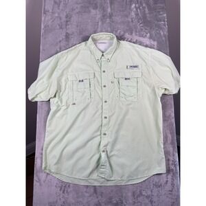Columbia PFG Omni-Shade Men's Shirt L Mint Green Vented Fishing Short Sleeve